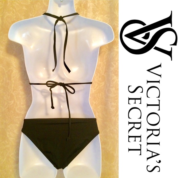 NWOT Victoria’s Secret Triangle Jeweled Black Bikini - Picture 3 of 8